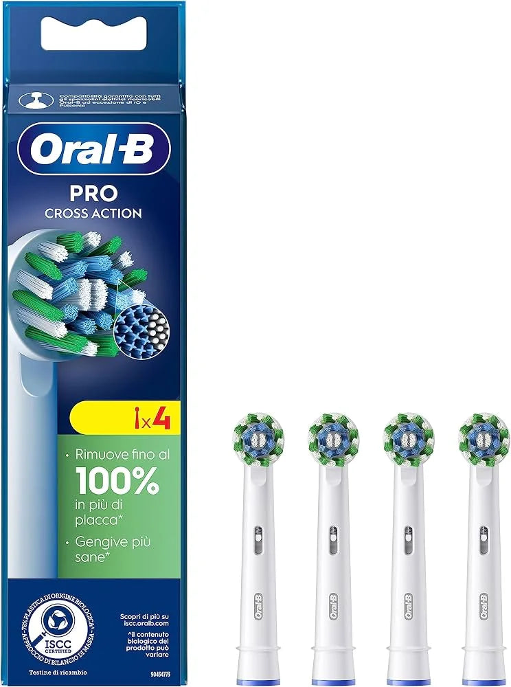 ORAL B PRO RICAMBI SPAZZOLINI CROSS ACTION 4 PEZZI